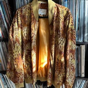 Puma Gold and Brown Animal Print Bomber Jacket